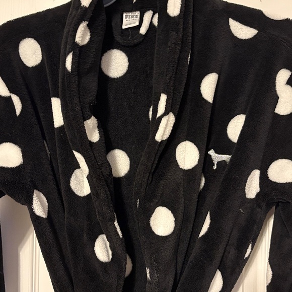 PINK Victoria's Secret Black and White Polka Dot Robe - Picture 3 of 3